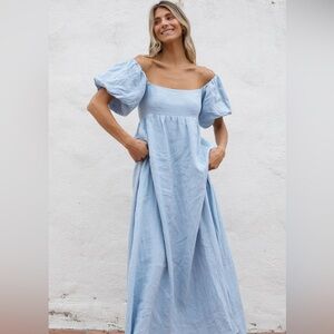 Elegant Blue Off-Shoulder Dress